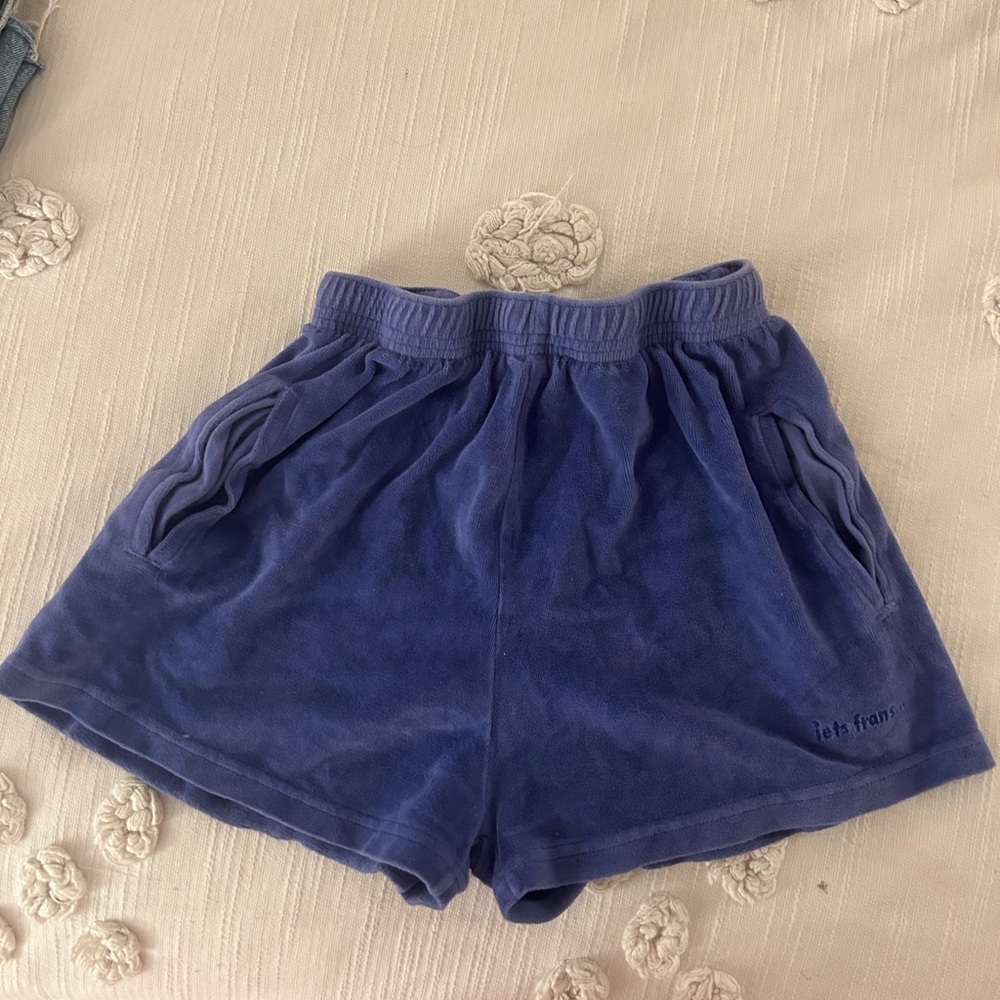Purple Iets frans velour jogger shorts